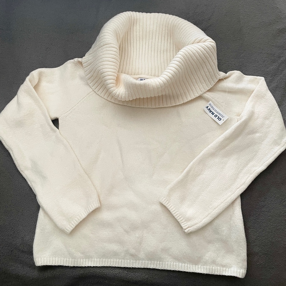 Old Navy Cream Cowl Neck Sweater with Knitted Texture